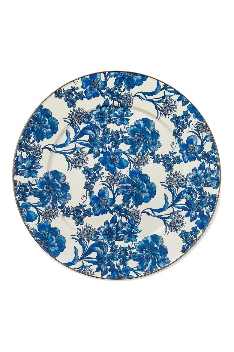 Sterling English Garden Enameled Steel Platter, Main, color, BLUE/ WHITE