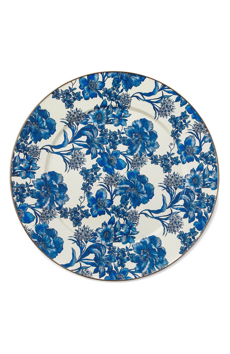 MACKENZIE CHILDS Sterling English Garden Enameled Steel Platter, Main, color, Blue/ White