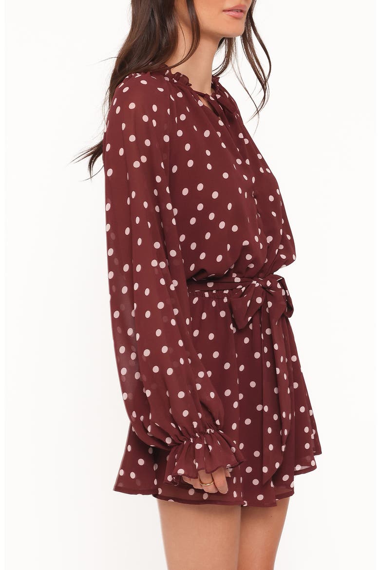 Michelle Polka Dot Romper, Alternate, color, BURGUNDY POLKA DOT