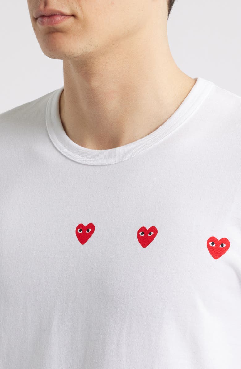Comme des Garçons PLAY Many Hearts Graphic T-Shirt, Alternate, color, White