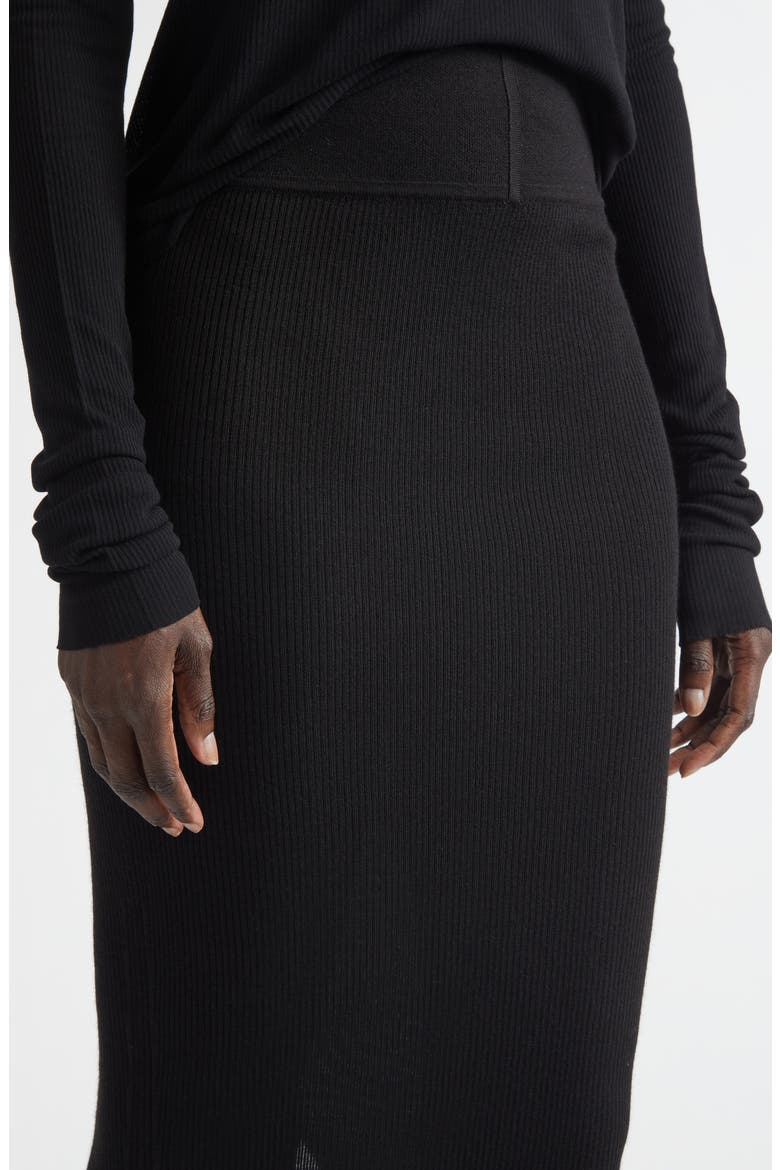 Rib Virgin Wool Blend Skirt, Alternate, color, BLACK