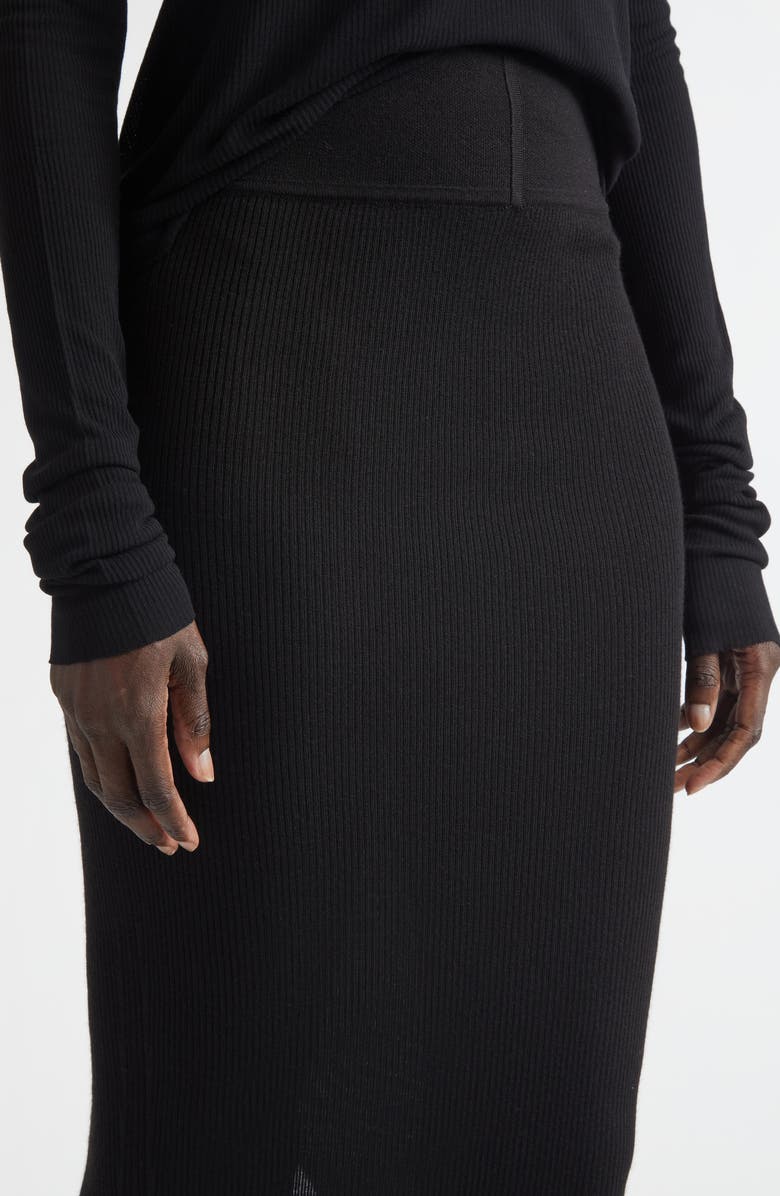Rick Owens Rib Virgin Wool Blend Skirt, Alternate, color, Black