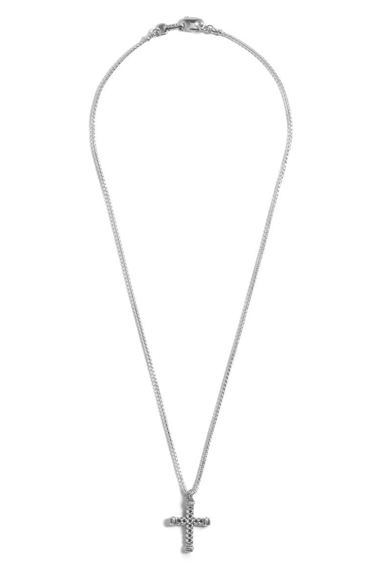 Braided Cross Pendant Necklace, Main, color, SILVER