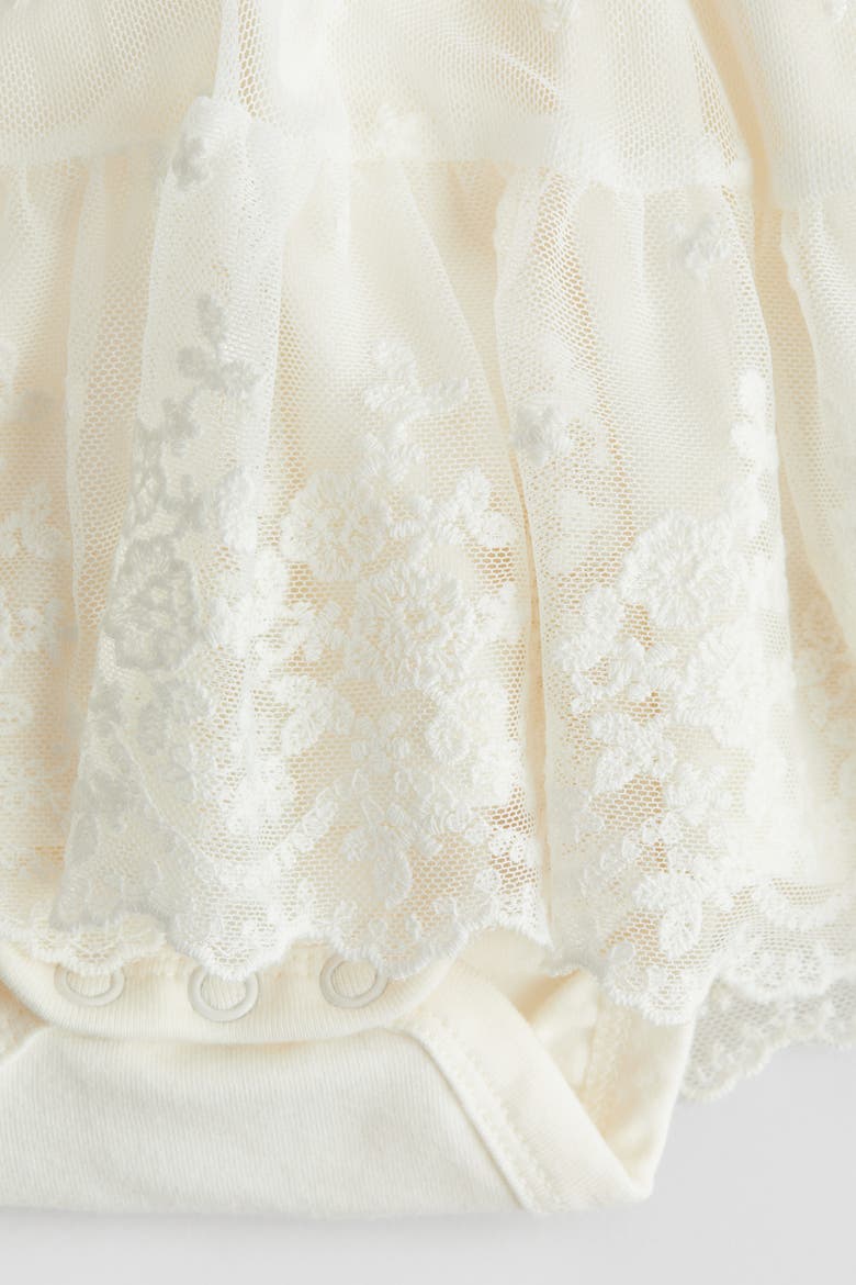 Embroidered Mesh Bodysuit Dress, Alternate, color, White