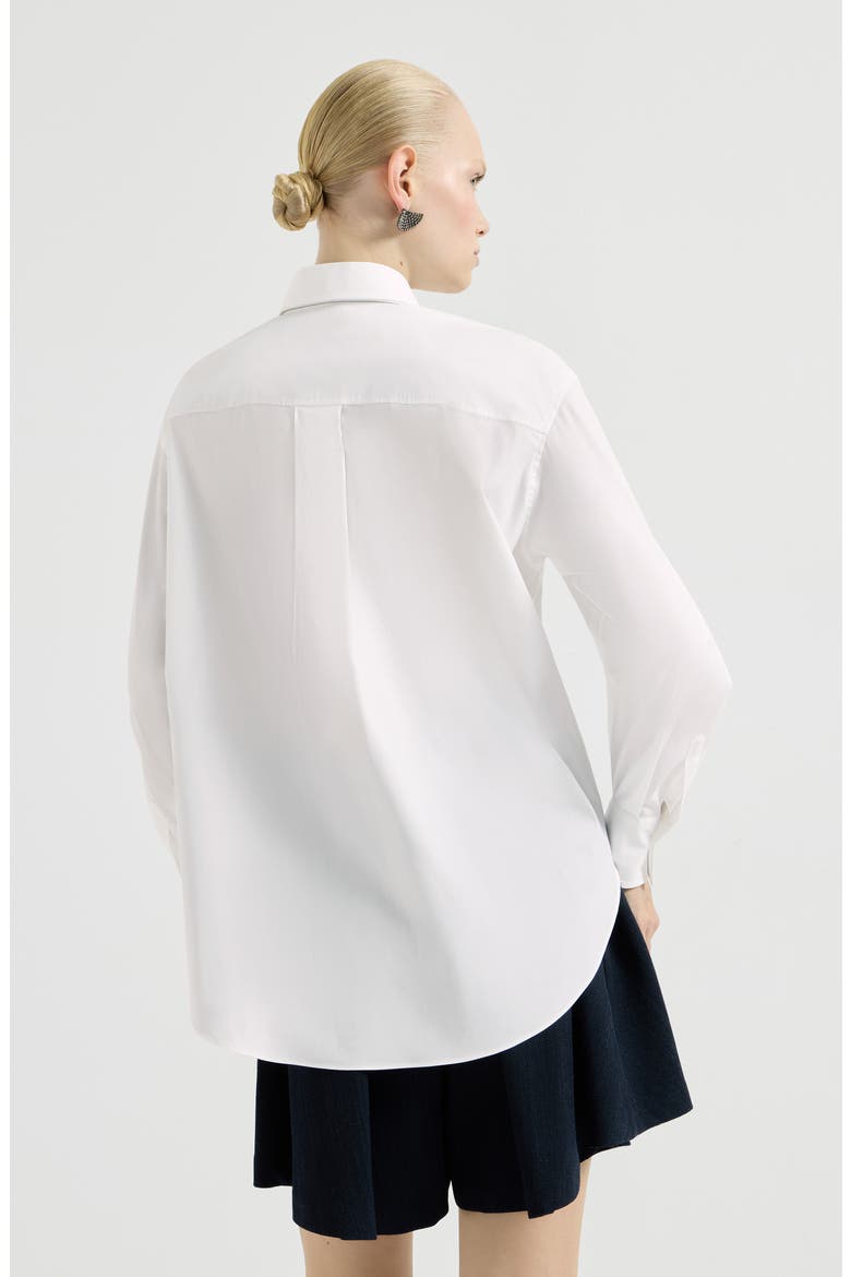 Shirt with tie and monili, Alternate, color, White