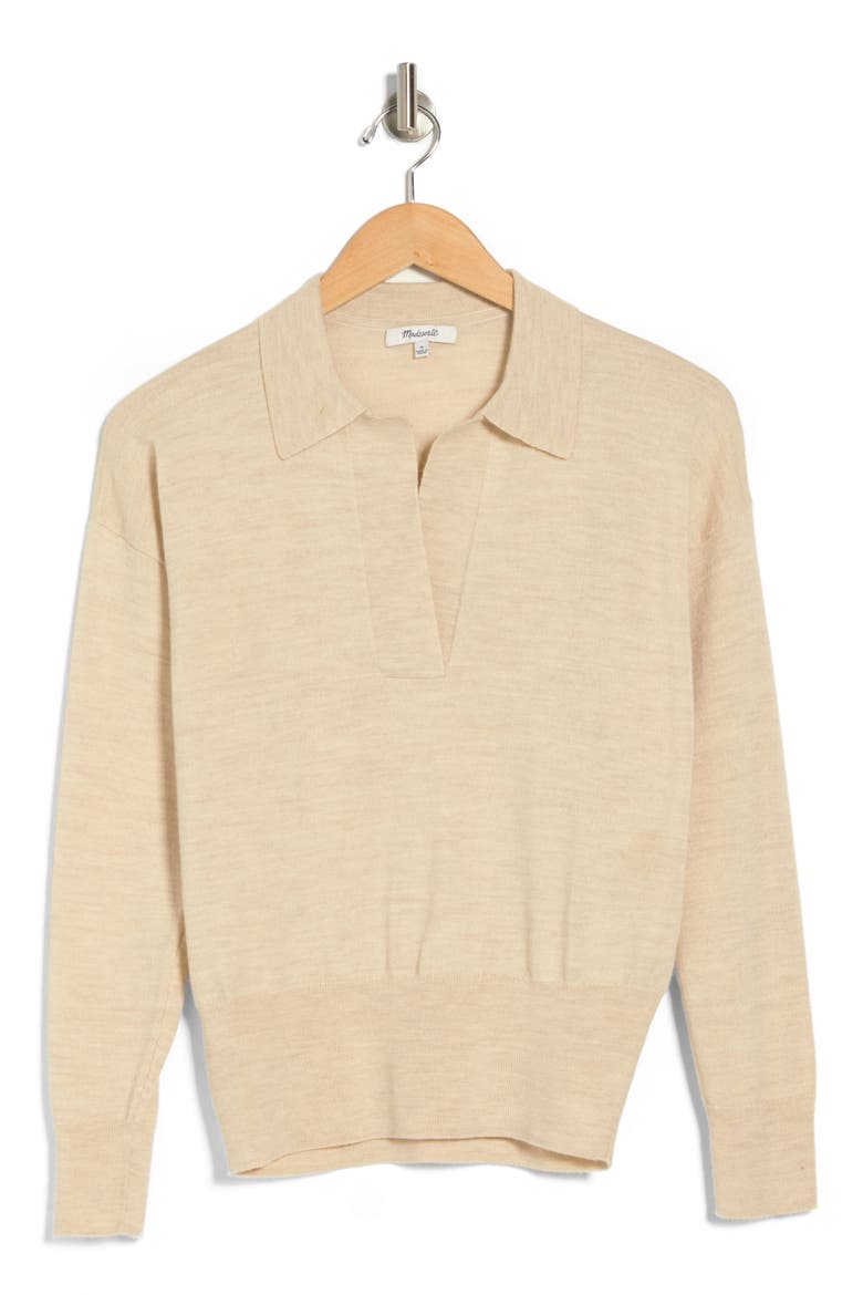 Polo Sweater, Alternate, color, HEATHER OATMEAL