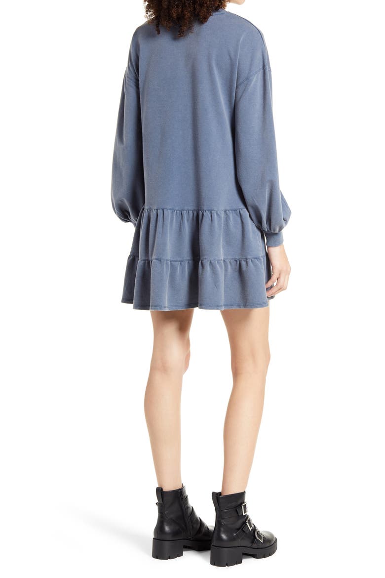 Drop Waist Long Sleeve Babydoll Dress, Alternate, color, NAVY DENIM
