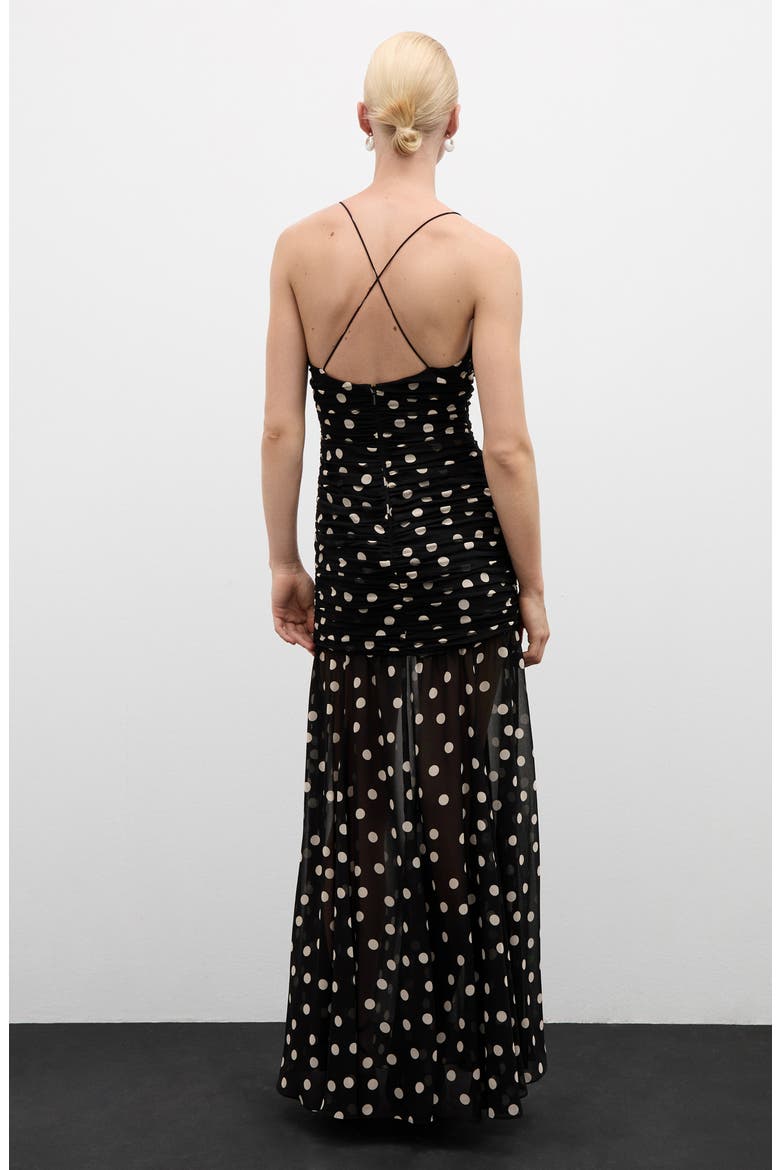 Polka Dot Maxi Dress, Alternate, color, BLACK