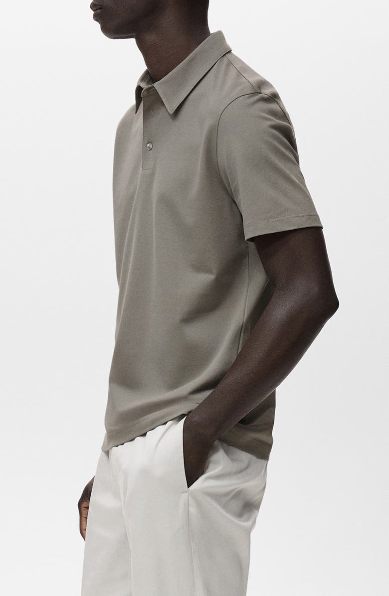 MANGO Solid Cotton Blend Piqué Polo, Alternate, color, Dark Green