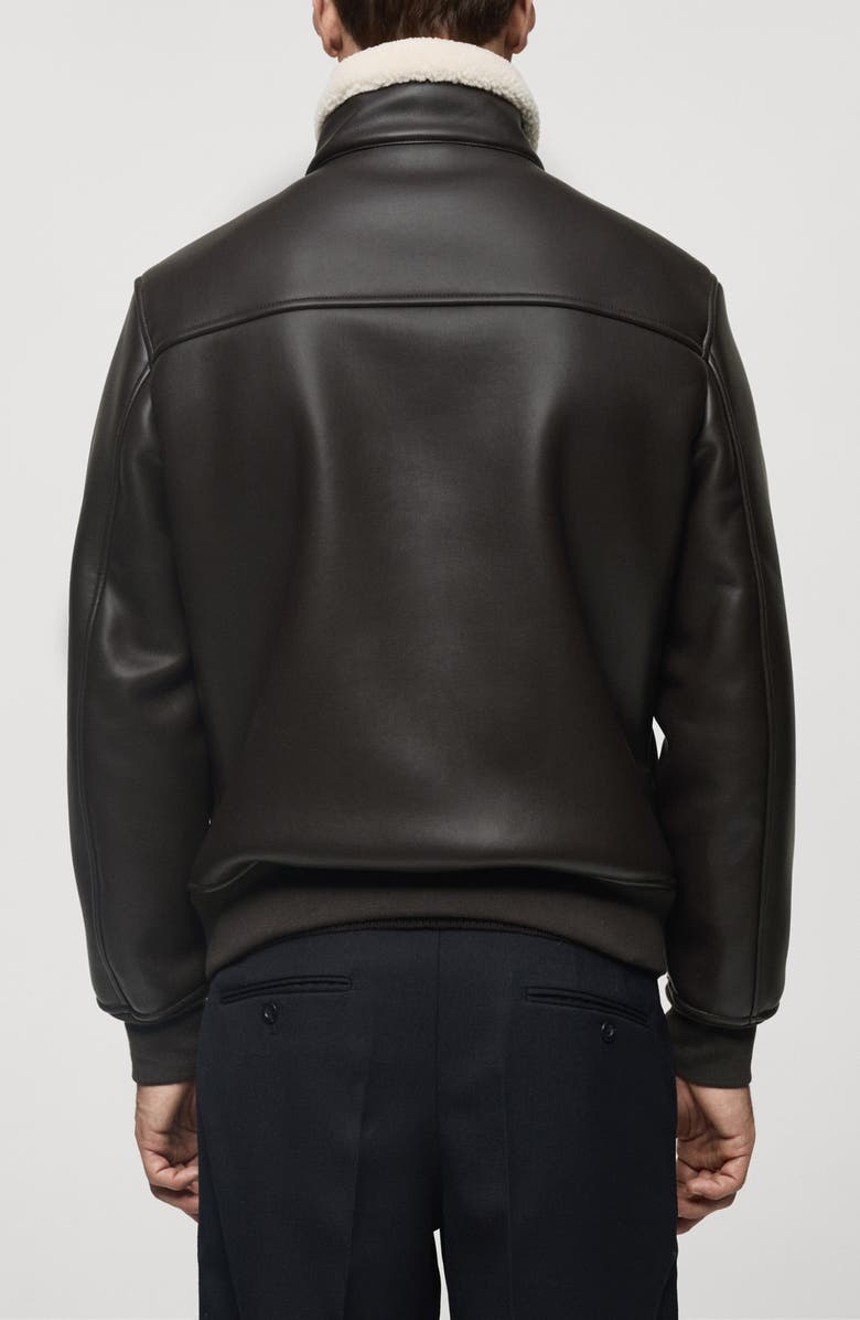 MANGO Faux Shearling Bomber Jacket, Alternate, color, 