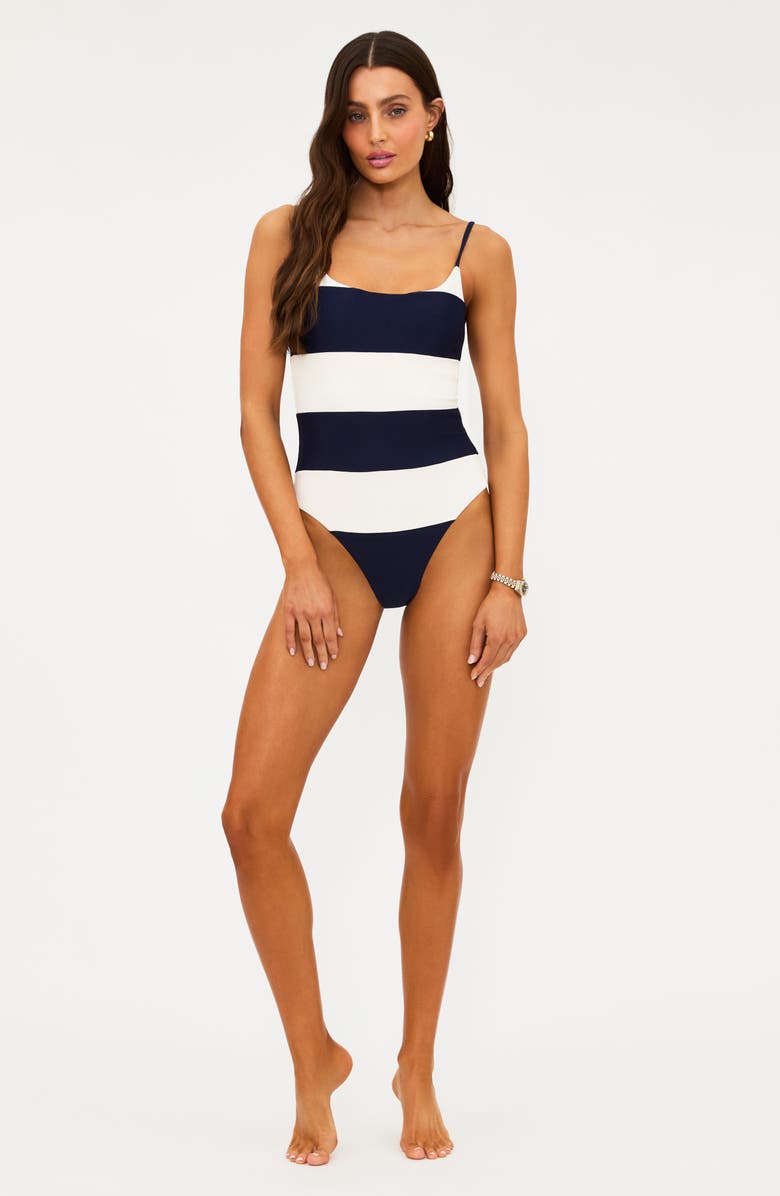 Beach Riot Calista Stripe One-Piece Swimsuit, Alternate, color, Ultramarine Stripe