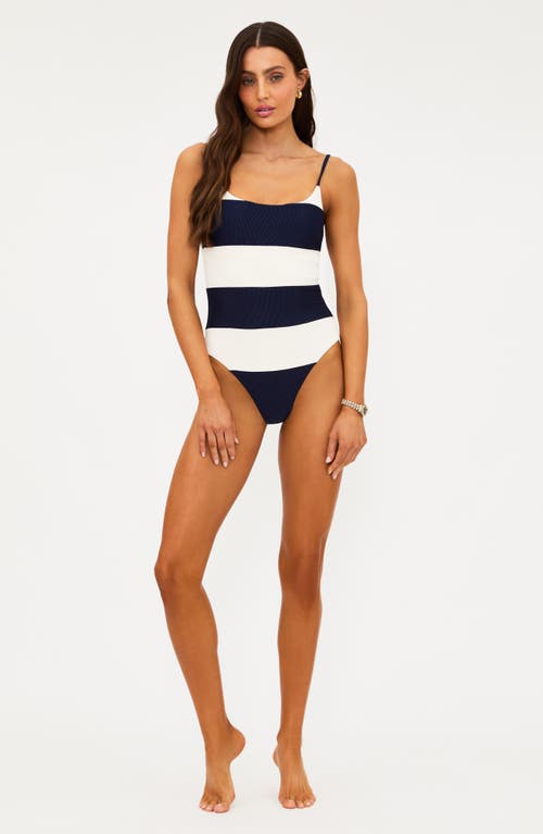 Beach Riot Calista Stripe One-piece Swimsuit In Blue