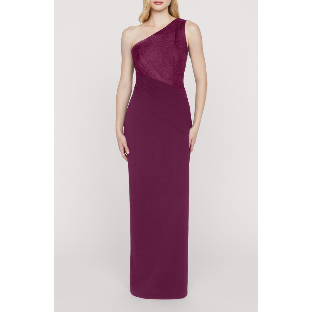 Js Collections Ingrid One-shoulder Mixed Media Gown In Purple