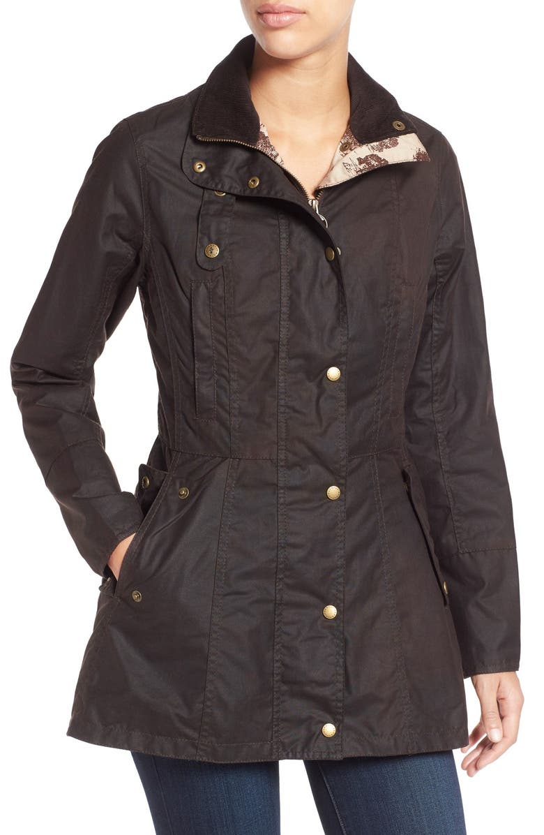 Barbour 'Holsteiner' Skirted Waxed Cotton Jacket, Alternate, color, 