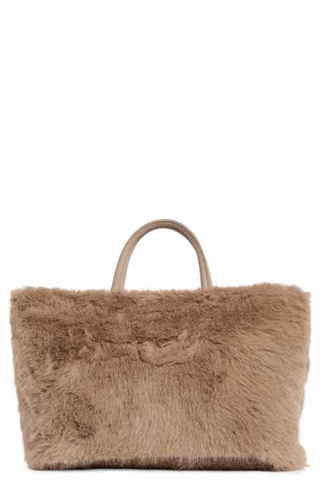 BCBG Faux Fur Tote Bag with Pouch