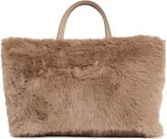 BCBG Faux Fur Tote Bag with Pouch