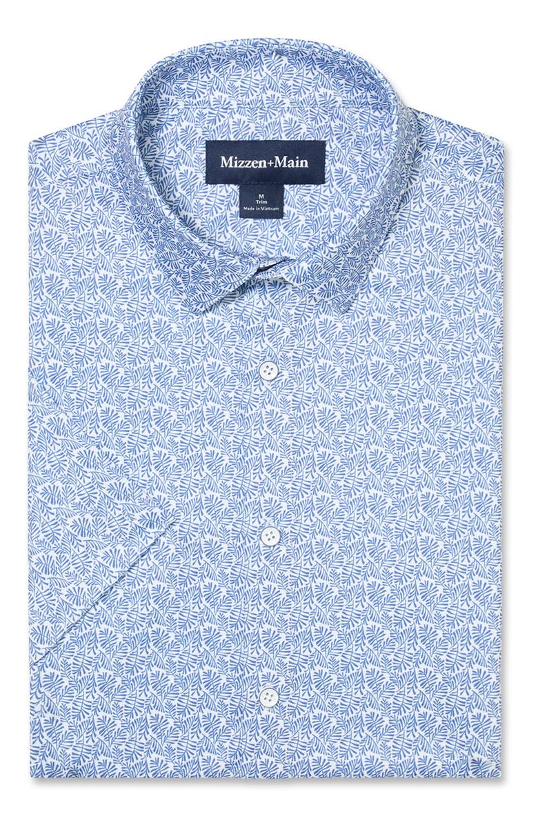 Mizzen+Main Halyard Palm Print Short Sleeve Performance Button-Up Shirt, Alternate, color, Coastal Palm Print