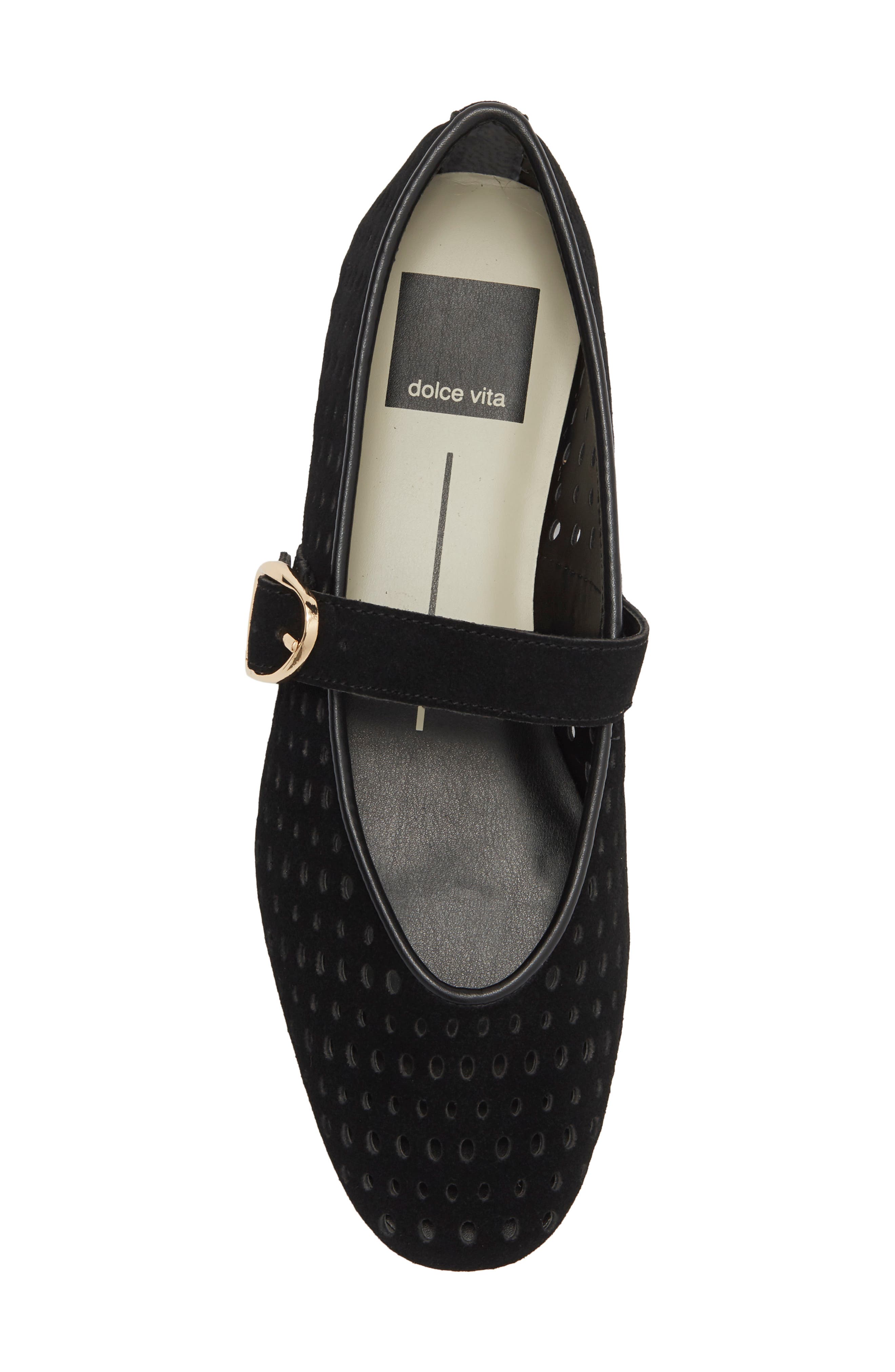 Brooke Flat, Alternate, color, ONYX PERFORATED SUEDE