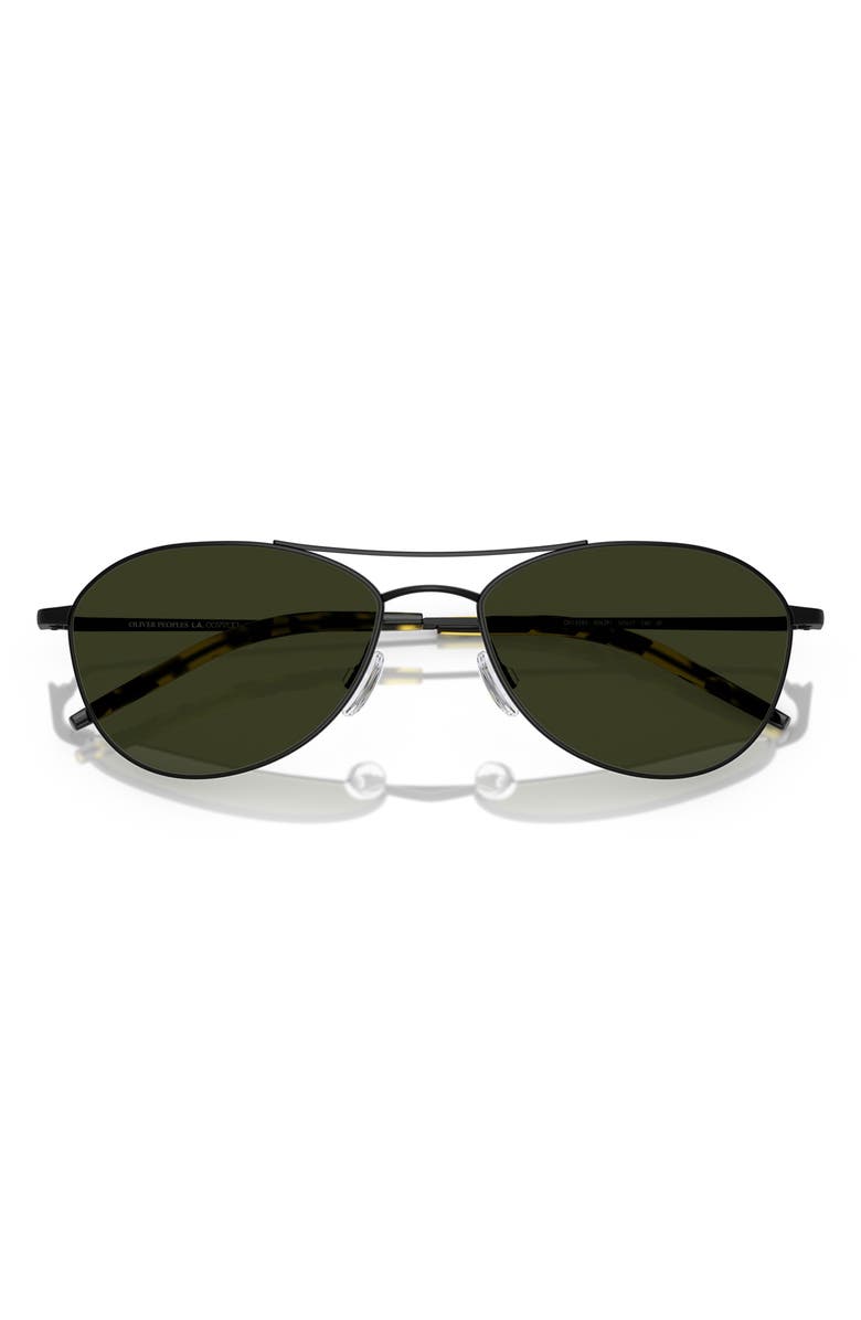 Oliver Peoples 57mm Pilot Polarized Sunglasses, Alternate, color, Matte Black/ G15 Polar