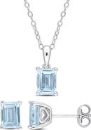 DELMAR 2-Piece Silver-Tone CZ Stud Earrings & Necklace Set