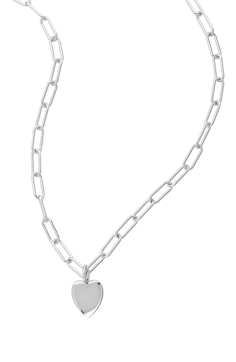 Adornia Paperclip Heart Pendant Necklace, Main, color, Silver