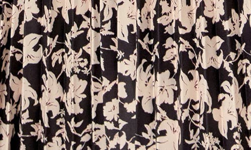 English Factory Floral Print Pleated Midi Skirt In Black Multi