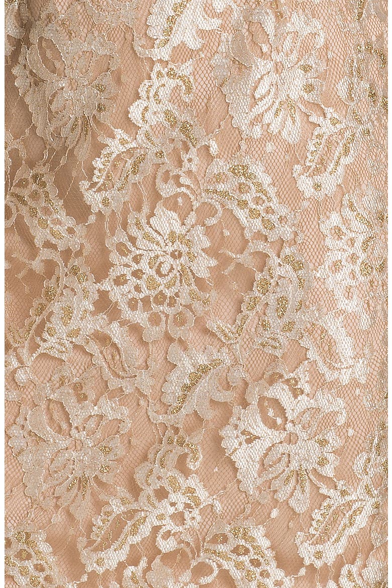 Back Cutout Metallic Lace Sheath Dress, Alternate, color, GOLD