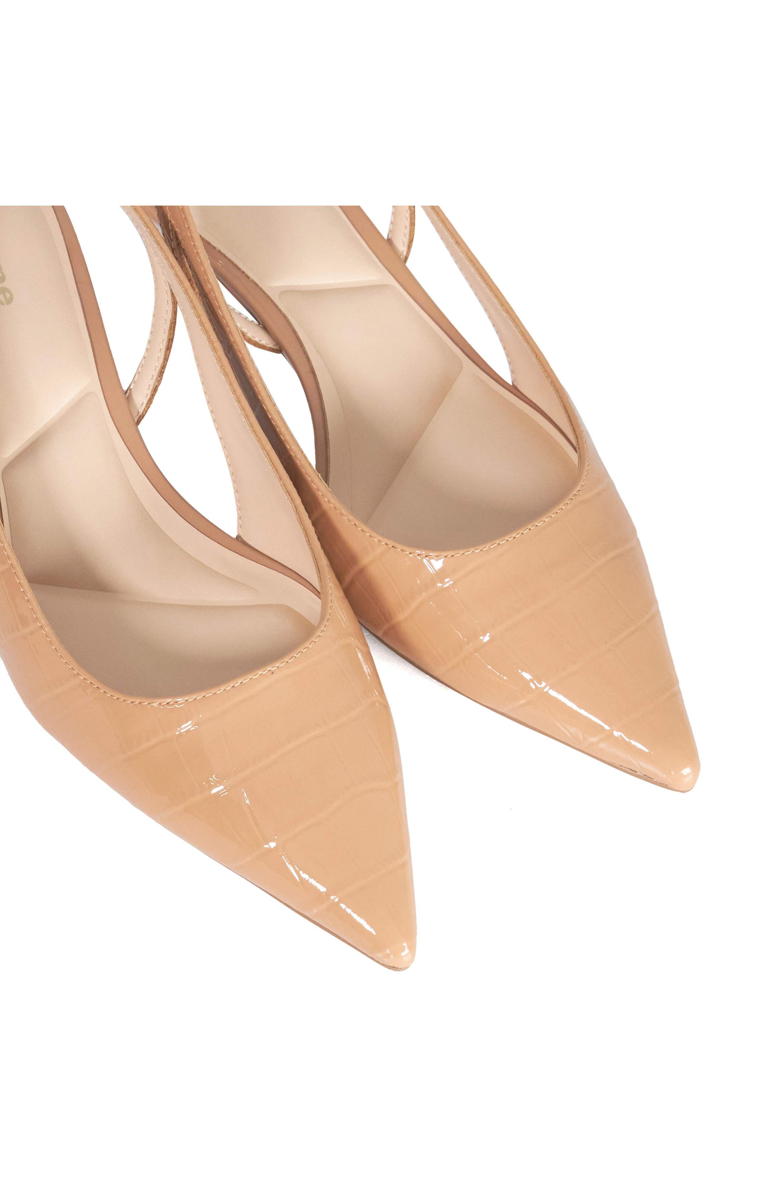 Cyan Slingback Pointed Toe Kitten Heel Pump, Alternate, color, CAMEL