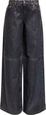 Stella McCartney Waxed Organic Cotton Denim Wide Leg Jeans