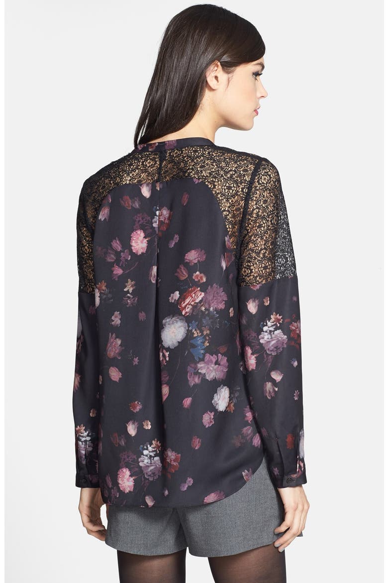 Lace Inset Blouse, Alternate, color, BLACK FLORAL