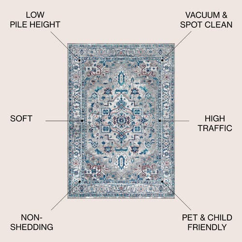 Jonathan Y Modern Persian Vintage Medallion Area Rug In Light Gray/blue