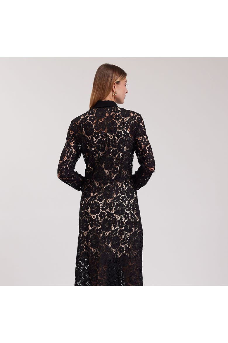 Violeta Semi-Sheer Floral Lace Long Dress, Alternate, color, White