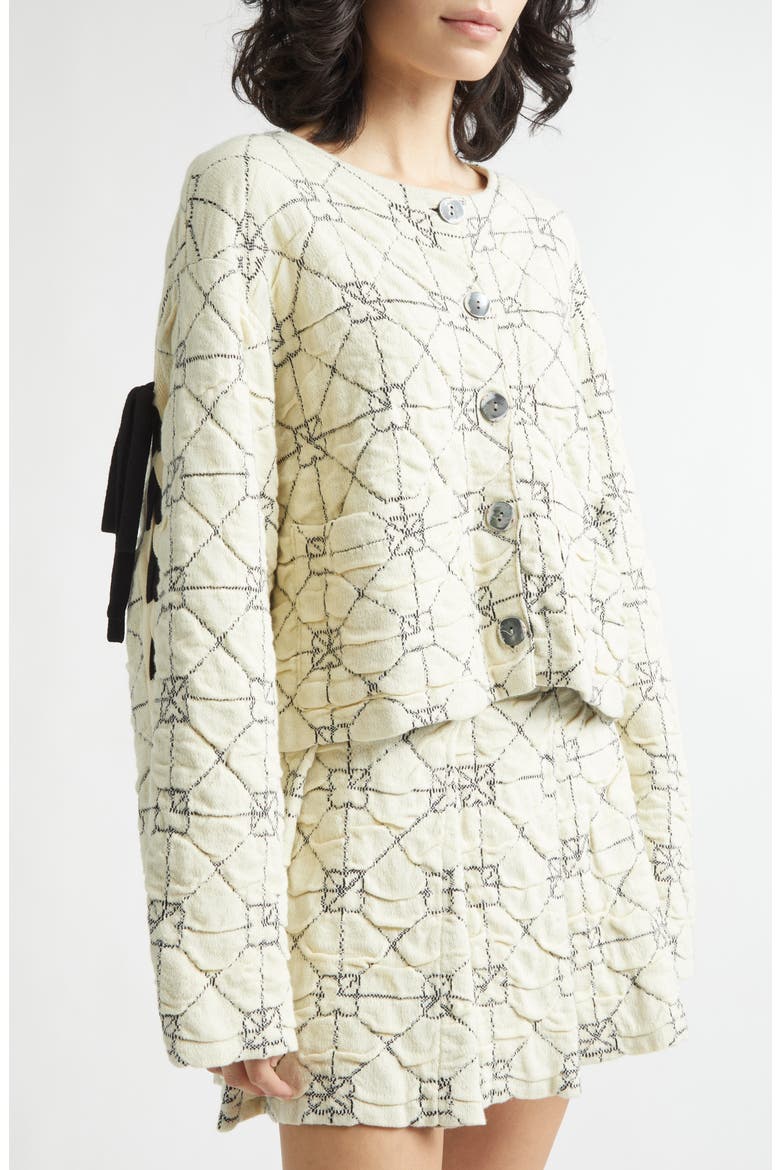 June Boxy Jacquard Cardigan, Alternate, color, IVORY
