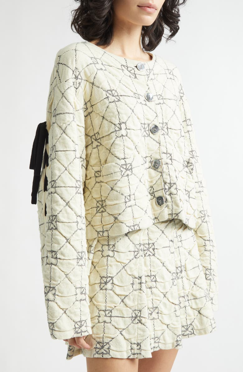 YanYan June Boxy Jacquard Cardigan, Alternate, color, Ivory