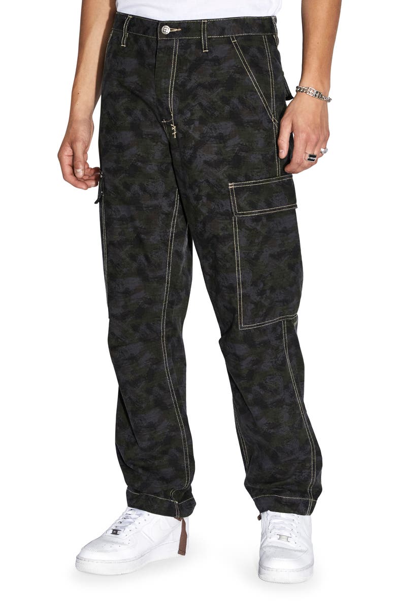 Ksubi Fugitive Loose Fit Camo Cargo Pants, Main, color, 