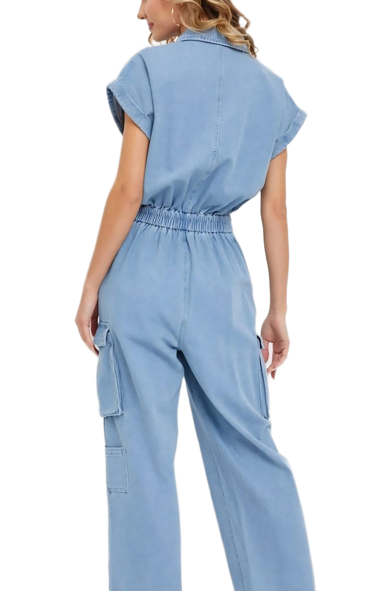 Knit and Lounge Utility Pocket Button-Down Jumpsuit, Alternate, color, 