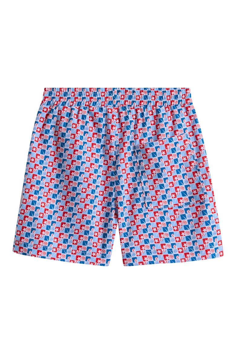 Kids' Baseball Check Print Shorts, Alternate, color, RED/ WHITE/ BLUE