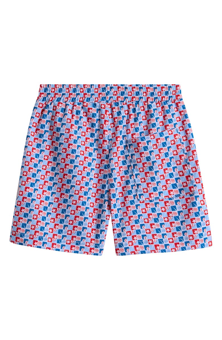 AMERICAN FIT Kids' Baseball Check Print Shorts, Alternate, color, Red/ White/ Blue