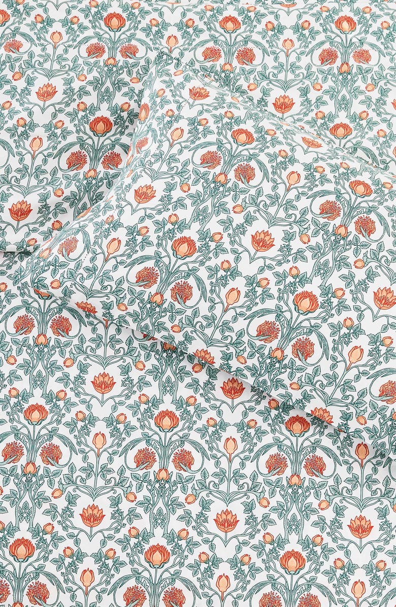 MELANGE HOME Floral Cotton Pillowcase Set, Alternate, color, Orange