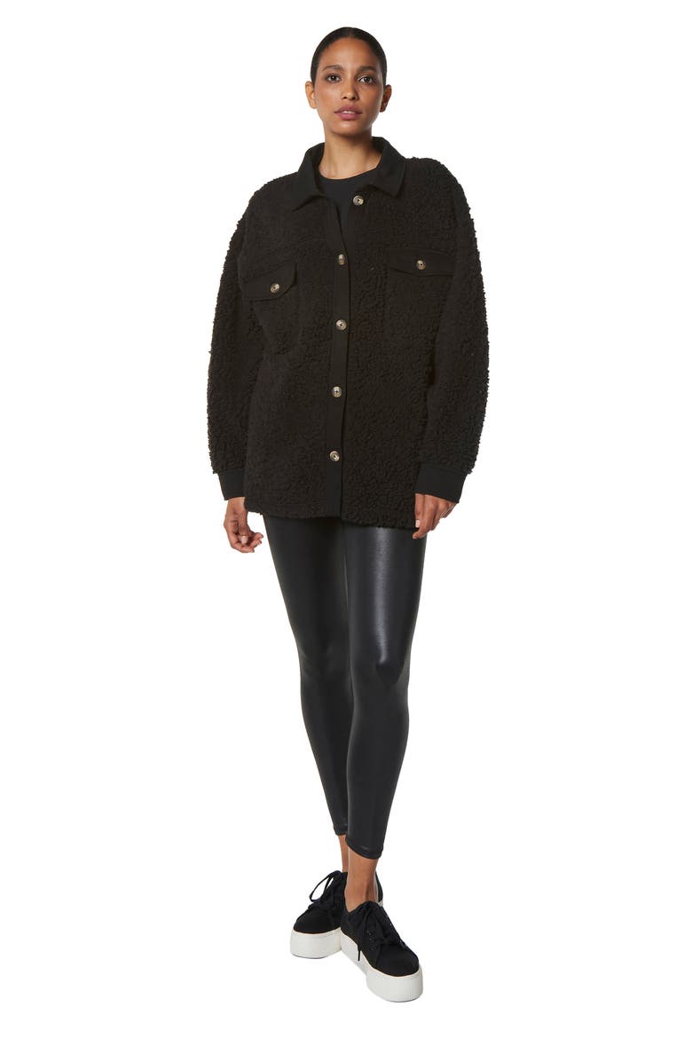 Teddy Fleece Shirt Jacket, Alternate, color, BLACK