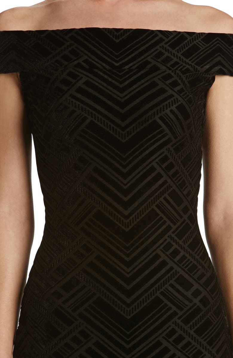 Dress the Population Eden Geo Print Velvet Off the Shoulder Dress, Alternate, color, 