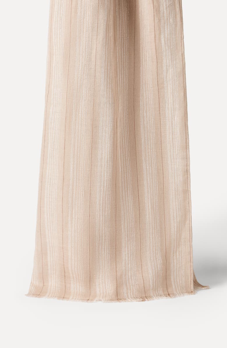 Brunello Cucinelli Sparkling linen scarf, Alternate, color, Beige
