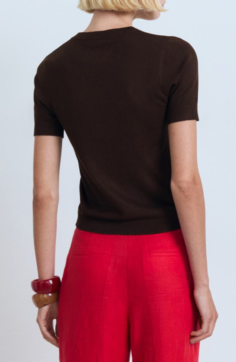MANGO Short Sleeve Sweater, Alternate, color, Chocolate