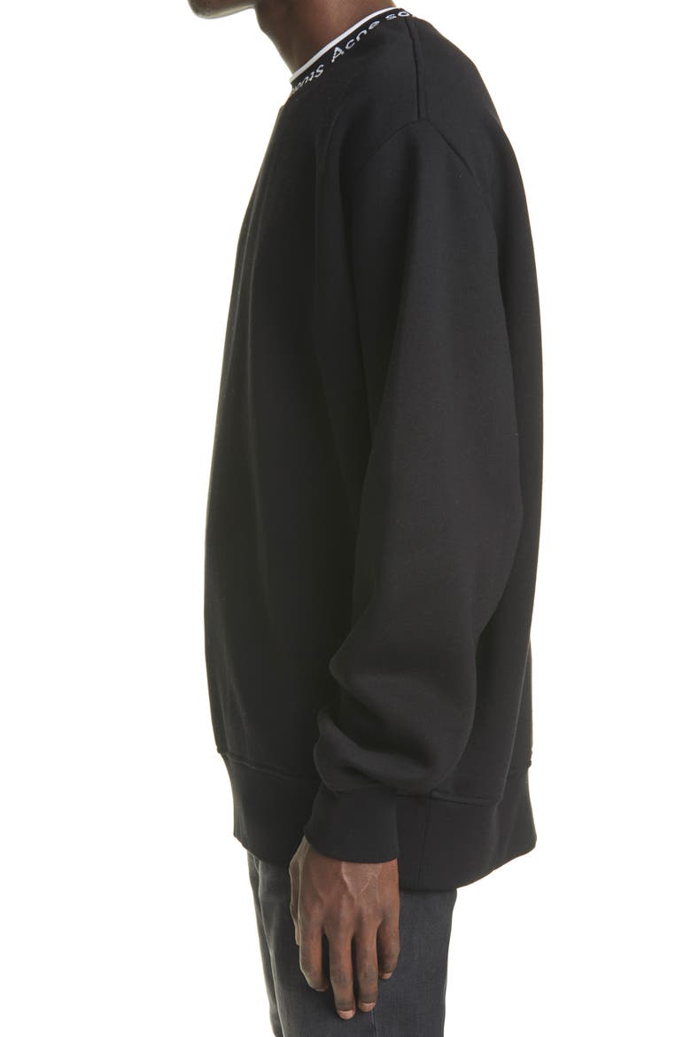 Men's Fulton Logo Rib Crewneck Sweatshirt, Alternate, color, BLACK