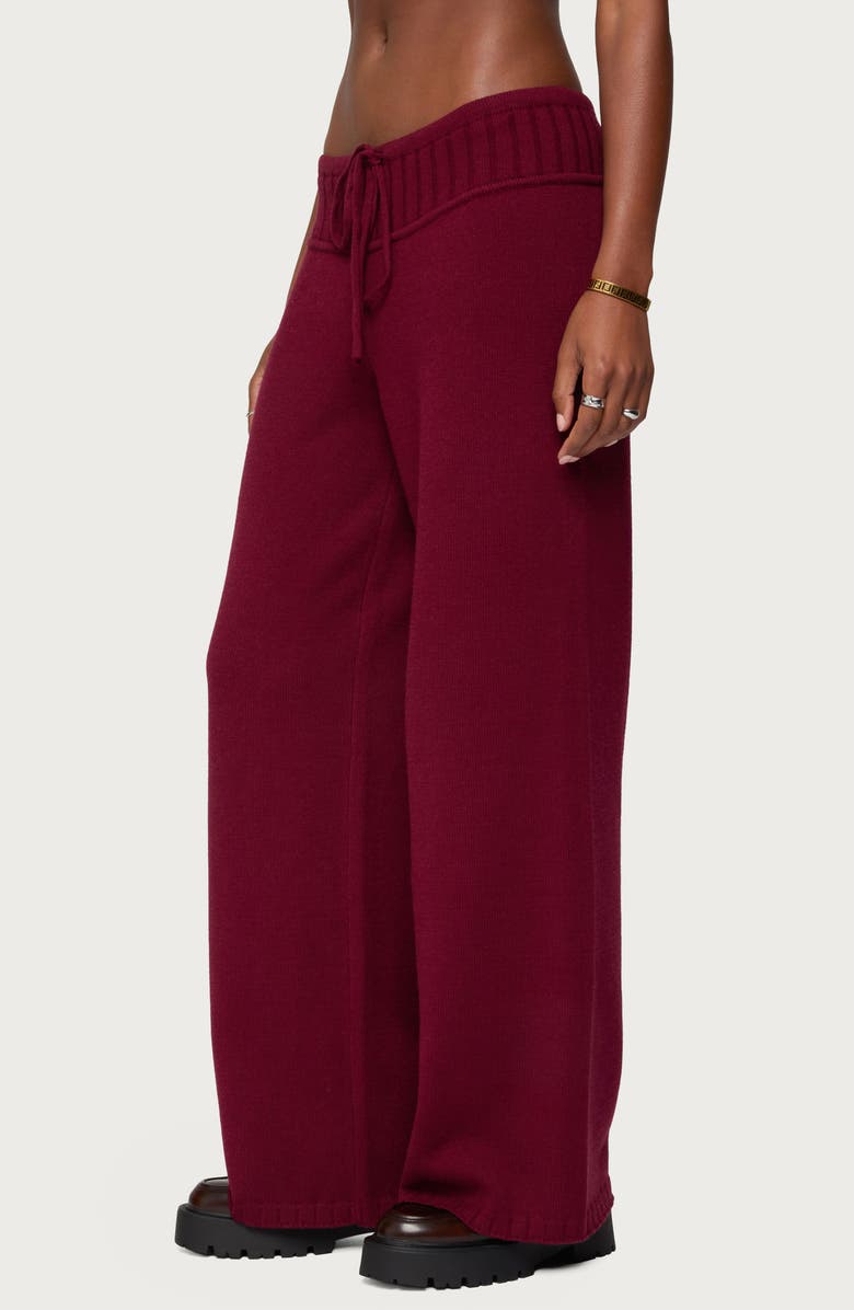 EDIKTED Russell Wide Leg Sweater Knit Pants, Alternate, color, Burgundy