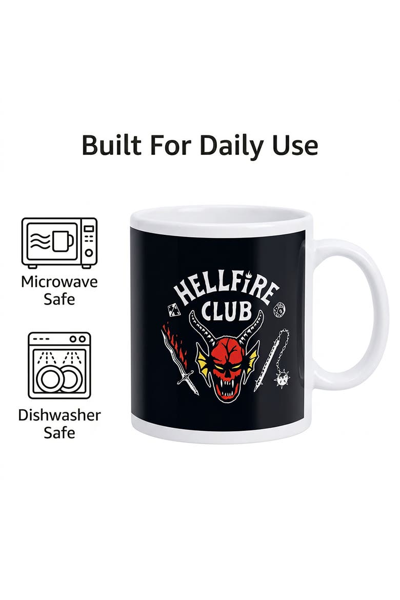 20 oz Stranger Things Hellfire Club Ceramic Mug, Alternate, color, Black