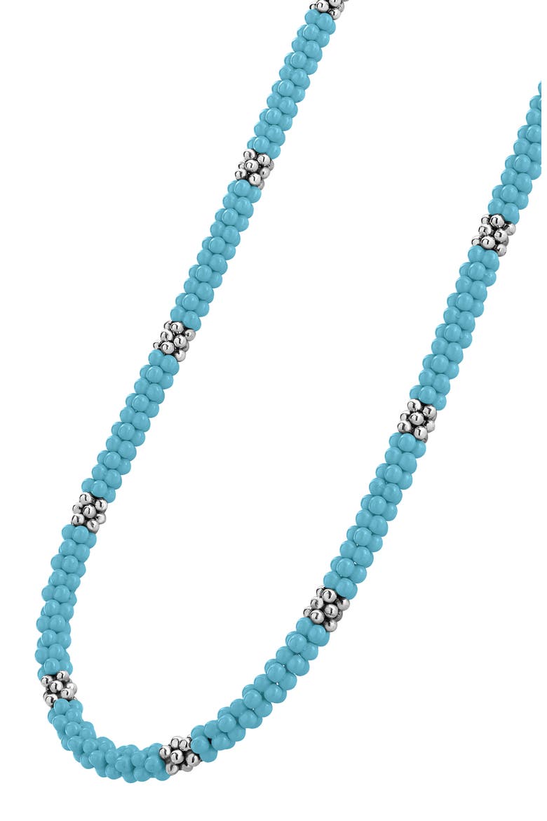 Blue Caviar Beaded Necklace, Alternate, color, SILVER/ BLUE