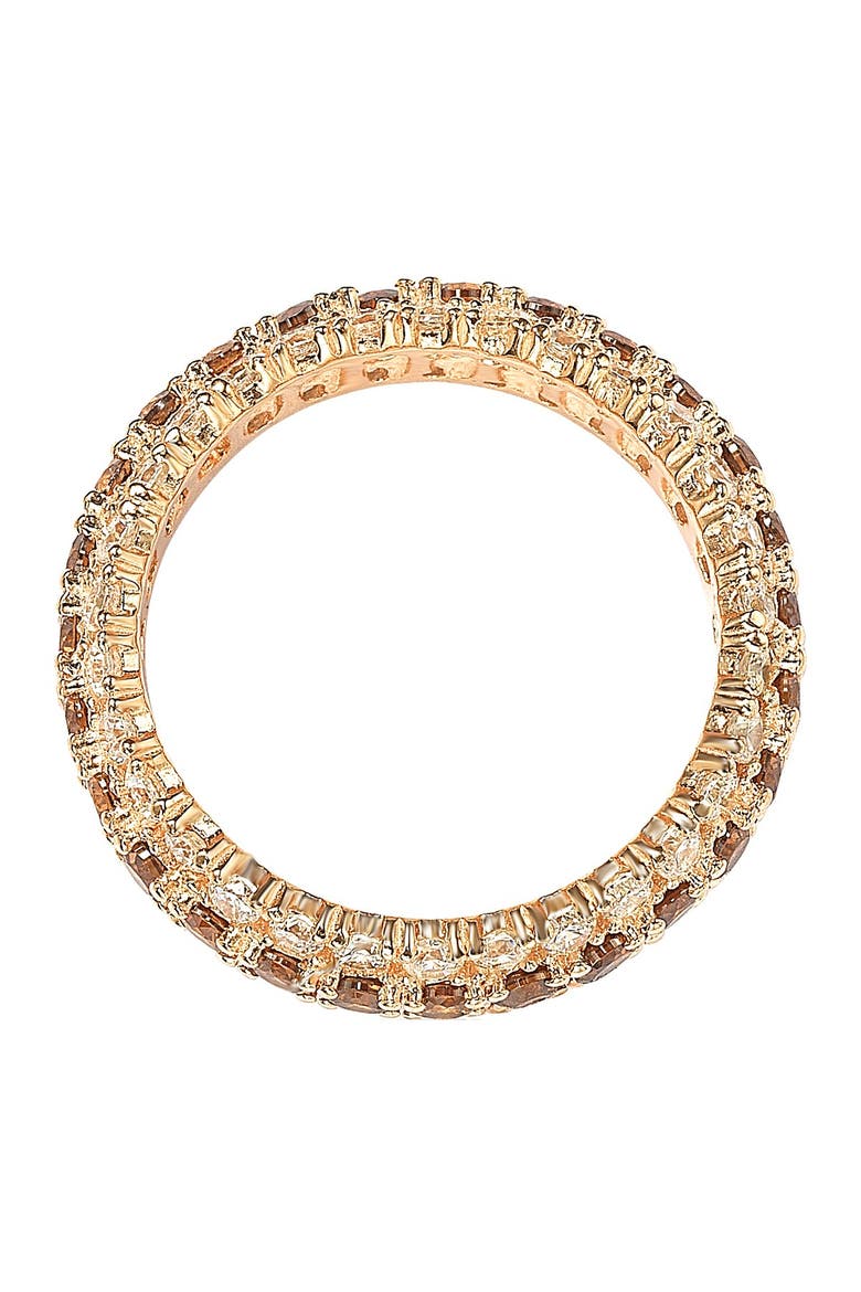 Rose Sterling Silver Brown & White Cubic Zirconia Eternity Band Ring, Alternate, color, BROWN