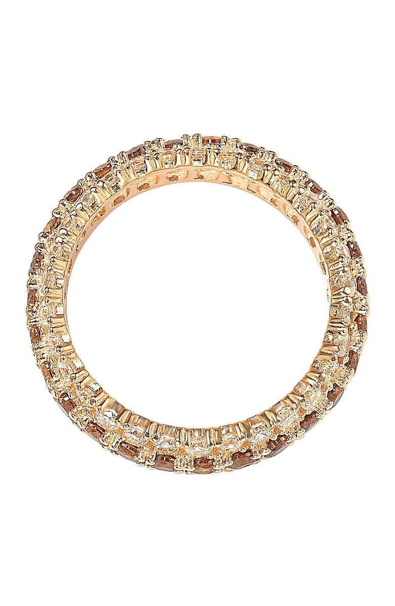 SUZY LEVIAN Rose Sterling Silver Brown & White Cubic Zirconia Eternity Band Ring, Alternate, color, Brown