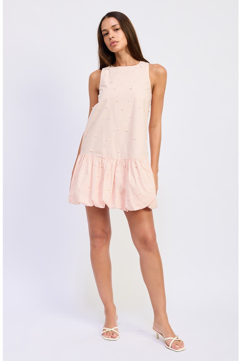 Aurora Bubble Hem Faux Pearl Minidress, Alternate, color, PEACH IVORY